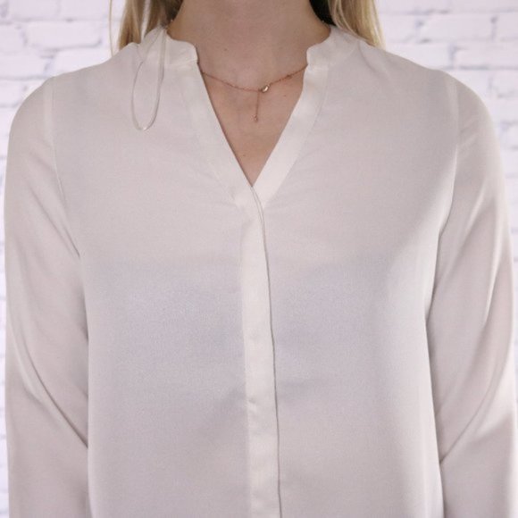 NWT Halston long sleeve high low white blouse r3 - Picture 4 of 9